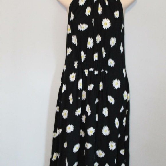 Kate Spade Daisy Print Halter Dress Black Yellow White Women's Size 10 H11549 - Picture 3 of 11